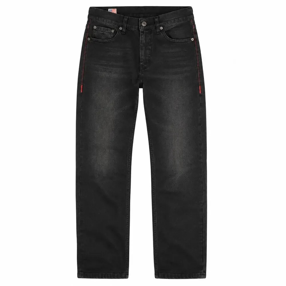True Religion Ricky Super T Jeans 36x32 Wounded Fox Black Red Stitch USA